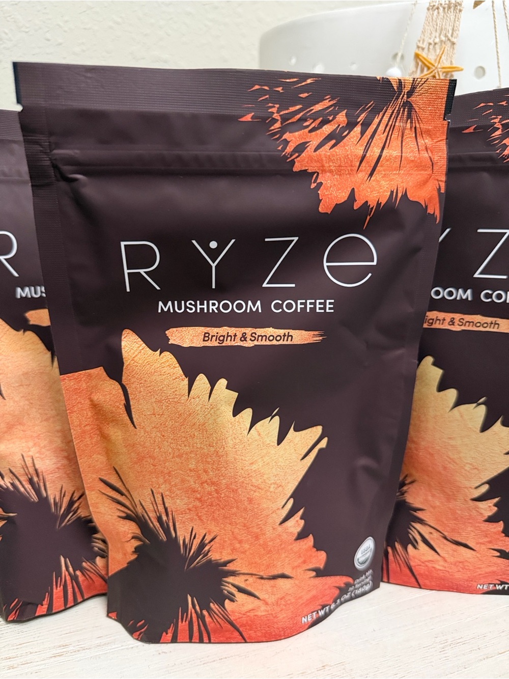 Mushroom Coffee - Orange & Brown Floral Bag - Picture 4 of 4